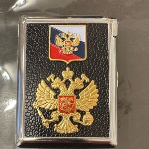 Gold and Black Emblem Cigarette Case